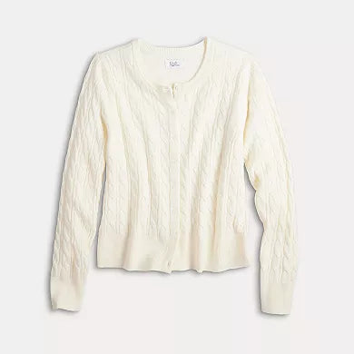 Women's Croft & Barrow® Extra Soft Classic Cable Knit Cardigan