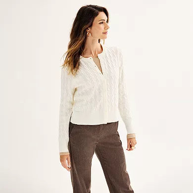 Women's Croft & Barrow® Extra Soft Classic Cable Knit Cardigan